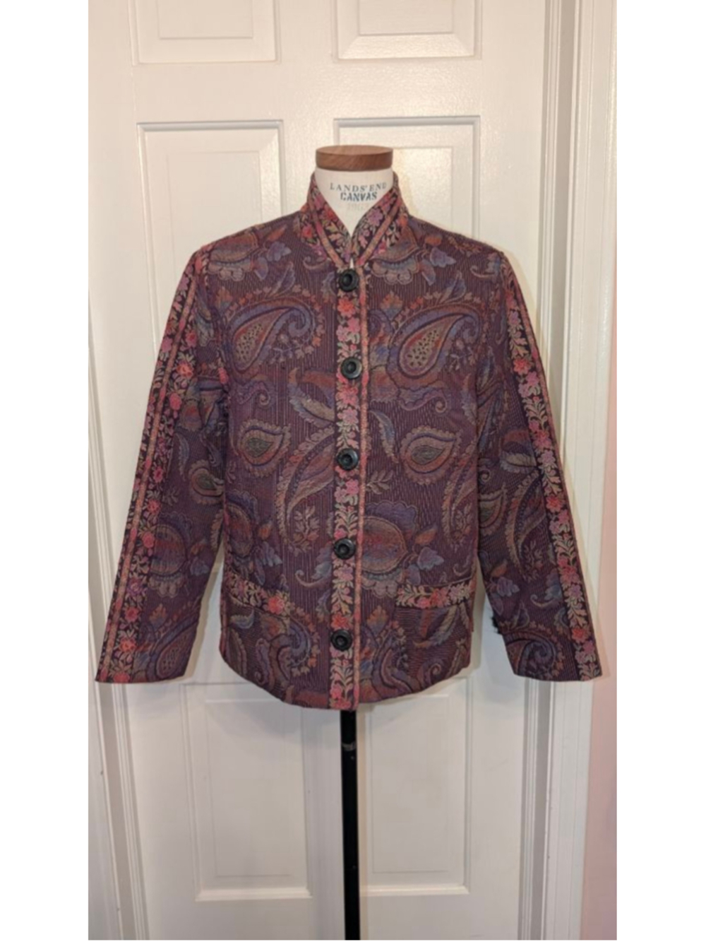 Women's vintage Koret Petite Paisley tapestry Blazer Jacket MP Purple Pink